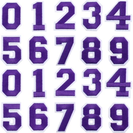 4 Set Iron On Numbers Patches Sew On Applique Patches 0-9 Applique Embroidered Patch for Backpacks Clothing Shoe Shirt Hat Purple Purple DIY