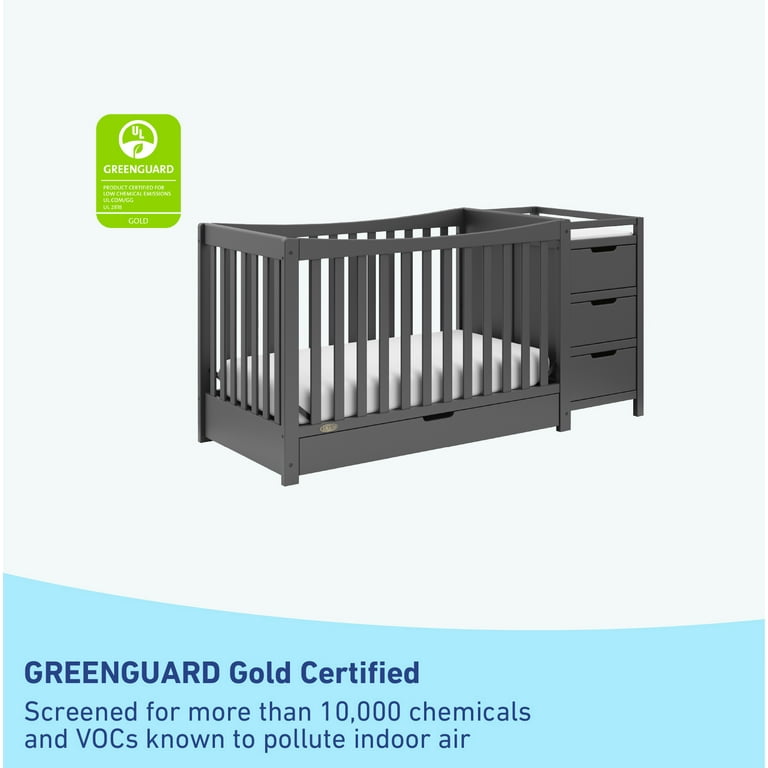 Graco Remi 4 in 1 Convertible Baby Crib and Changer Gray