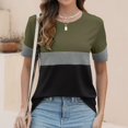 thumbnail image 4 of ameIAEA Summer Short Sleeve Tops for Women Round Neck Color Block Casual Loose Tee Shirts, 4 of 6