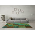 thumbnail image 3 of Ahgly Company Machine Washable Indoor Rectangle Patchwork Turquoise Blue Transitional Area Rugs, 2' x 3', 3 of 4