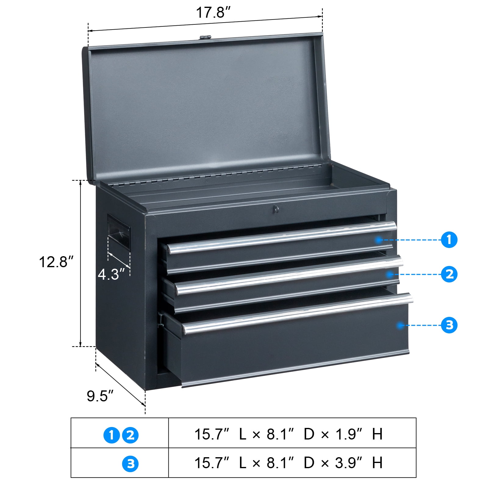 Tcbosik Tool Chest, 4-Drawer Rolling Tool Storage Cabinet with Door, Metal Tool Cart with Shelf, Tool Box Organizer for Garage Workshop, Black