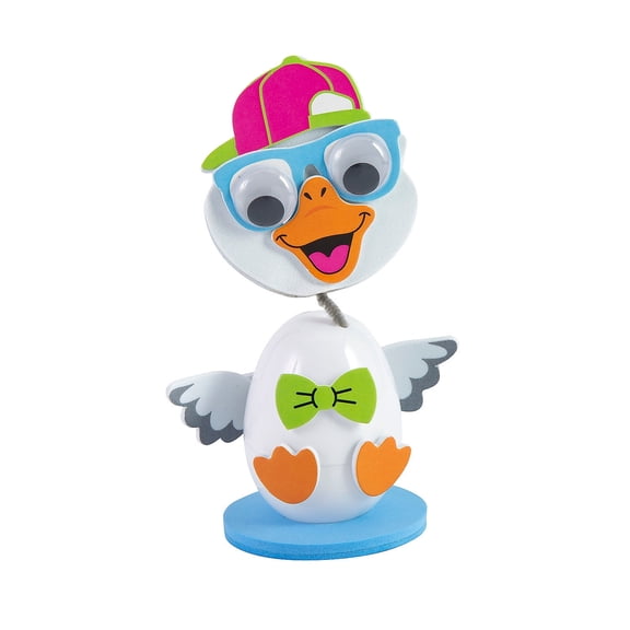 Fun Express 3" x 5" Silly Goose Bobblehead Plastic Egg Craft Kit – Makes 12