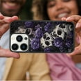 thumbnail image 4 of Purple Flower Skull Skeleton for iPhone XR 7 8 SE 11 12 13 Mini 13 14 15 16 Pro Max Case, Cute Aesthetic Death Gothic Shock-Absorbent Protective,Black, 4 of 6