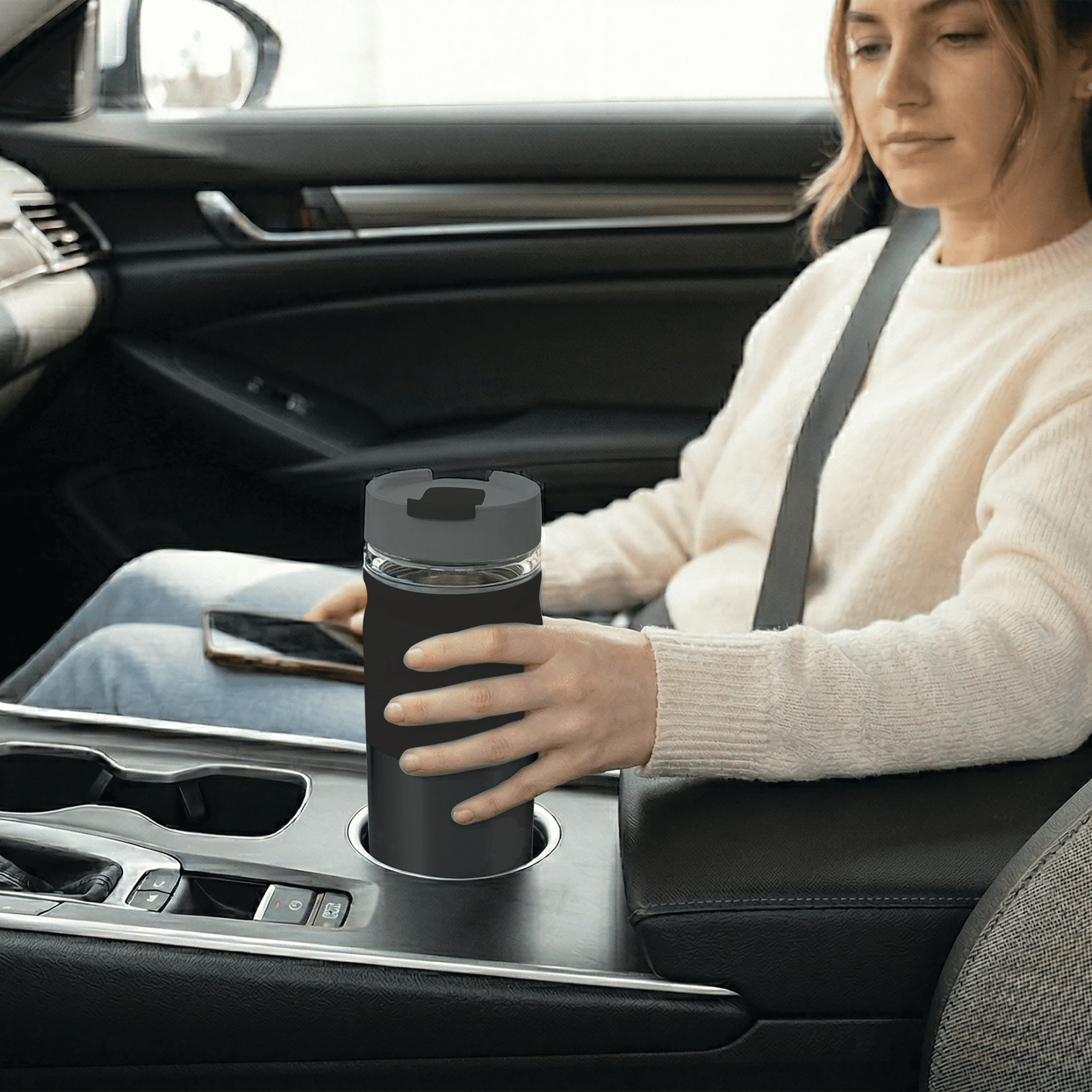 Built Glassx 20 oz Two-Tone Black Insulated Stainless Steel Tumbler with Glass Interior