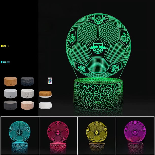 Lámpara de escritorio con control remoto táctil colorida y batería acrílica 3D creativa con luz de noche de fútbol