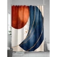 thumbnail image 5 of Navy Blue Burnt Orange Shower Curtain Set, Waterproof Shower Curtains for Bathroom, Modern Boho Art Geometric Washable Fabric Cloth Bath Curtain for Bathtub Decoration with Hooks 48x72 Inches, 5 of 6