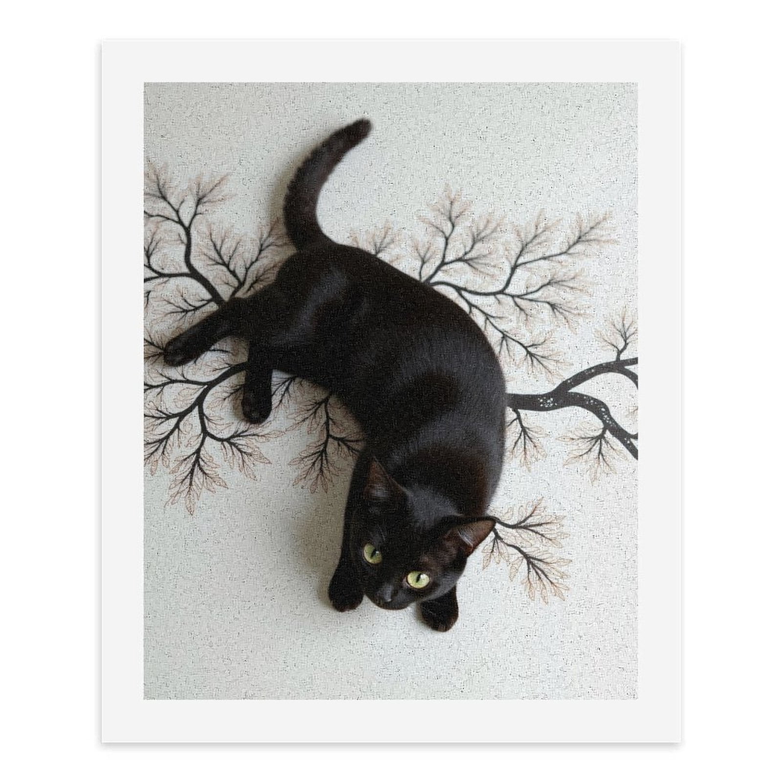 Paint by Numbers Kit for Adults, Black Cat Artistic Branch Design Paint by Numbers, Easy Paint by Numbers Kit for Adults Beginner, DIY Adult Paint by Number Kits on Canvas, Home Decor