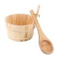 thumbnail image 5 of Natural Wooden Smooth Bucket and Ladle with Handle Bathtub Bucket, 5 of 5