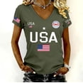 thumbnail image 4 of Blouses for Women Gsakboxl Women Trendy V Neck Patriotic Tee 250th Anniversary American Flag Print Short Sleeve Fashion Casual Graphic T Shirt Ideal For Young Daily Holiday Womens Tops S, 4 of 5