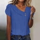 thumbnail image 2 of Camisetas Casuales de las Mujeres, Suelto Verano Color Sólido, Cuello en V Manga Corta para las Mujeres, 2 of 5