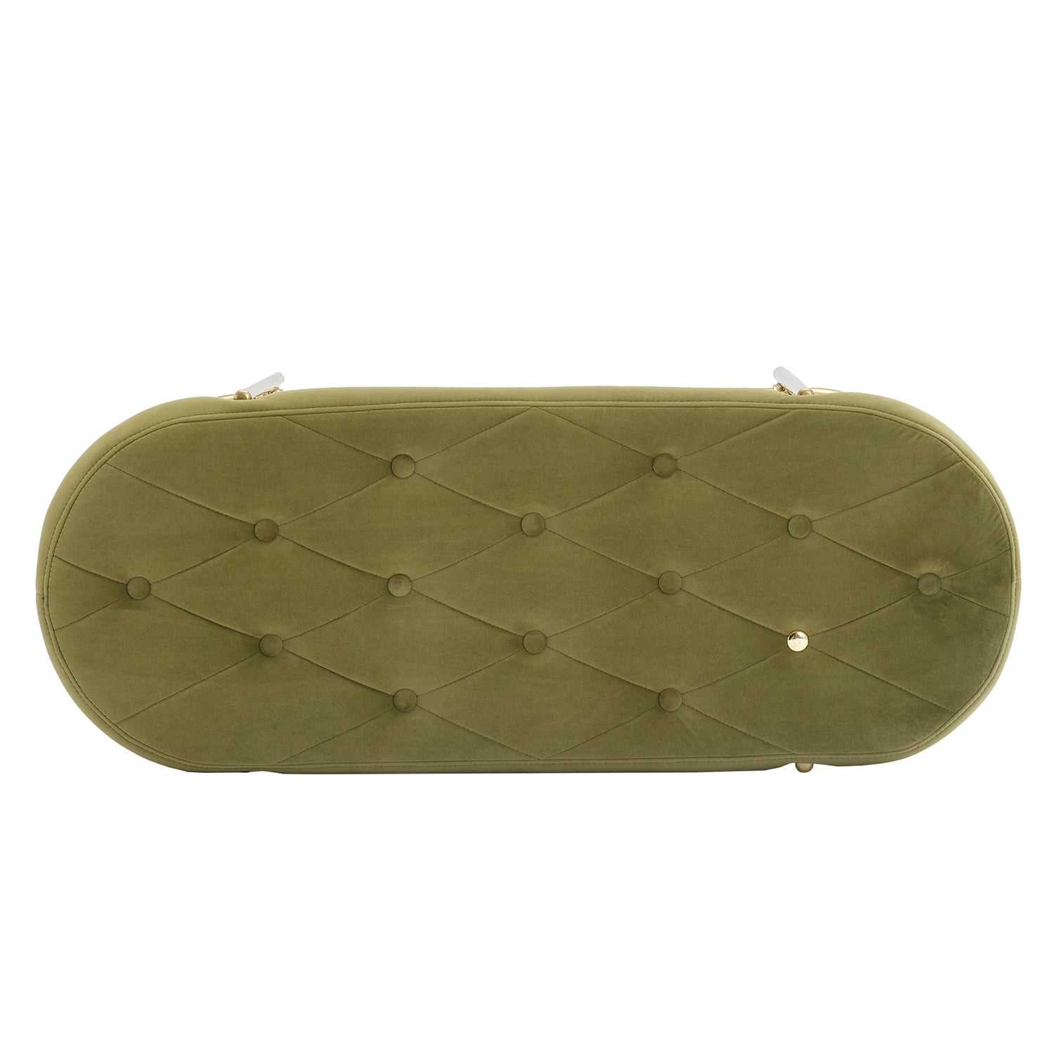 Kadyn Upholstered Velvet Beach, End of Bed Bench with 2 Shelf, Storage Beach for Living Room, Entrance, Olive Green