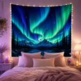 thumbnail image 2 of Aurora Borealis Over Snowy Mountains with Forest Reflection, Mystical Celestial for Nature Lovers, Mystical Landscape Wall Art Christmas Gift Tapestry Wall Hanging for Bedroom and Living Room, 2 of 7