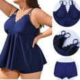 thumbnail image 2 of Asoul Plus Size Tankini Swimsuit for Womens Two Piece Bathing Suit Scalloped V Neck Tankini Top with Shorts, 2 of 8