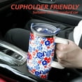thumbnail image 5 of 40oz Patriotic Tumbler with Handle, Straw & Lid - Red and Blue Floral Stainless Steel Insulated Water Bottle - 4th of July Gifts for Women and Men, 5 of 6