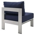 thumbnail image 3 of Modway Shore Sunbrella® Fabric Aluminum Outdoor Patio Armless Chair in Silver Navy, 3 of 6