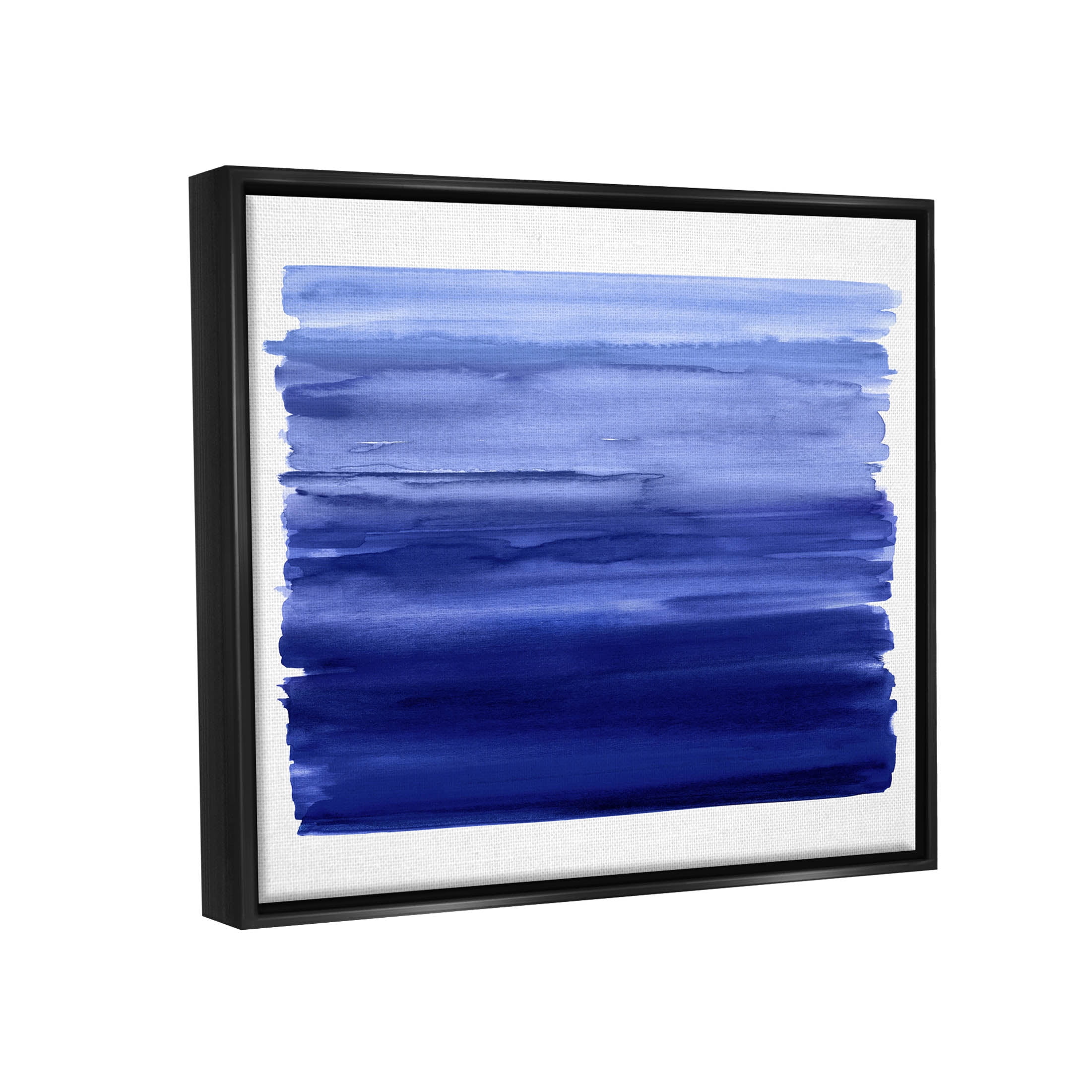 Stupell Industries Brushed Blue Gradient Form Graphic Art Jet Black Floating Framed Canvas Print Wall Art, Design by Allie Corbin