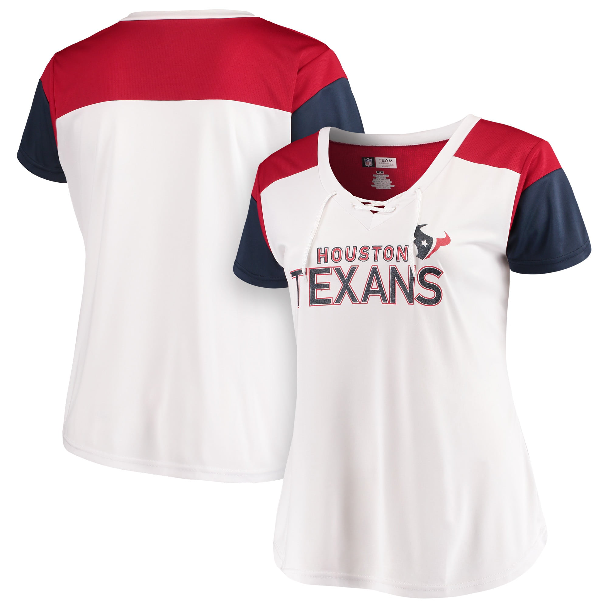 Houston Texans Majestic Women's Lace-Up V-Neck T-Shirt - White/Navy - Walmart.com