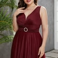 thumbnail image 5 of ZQUUVOU Women's Plus-Size Dress Sleeveless Lace V-Neck Sleeveless Dress Burgundy, 5 of 9