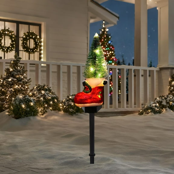 Neoyler Christmas Solar Lights Outdoor Christmas Lights Solar Powered No Wiring Weatherproof Pathway Stakes Soft Warm Glow Cold Tolerant Easy Stake Installation for Lawn Red 18.9x3.5x3.1in