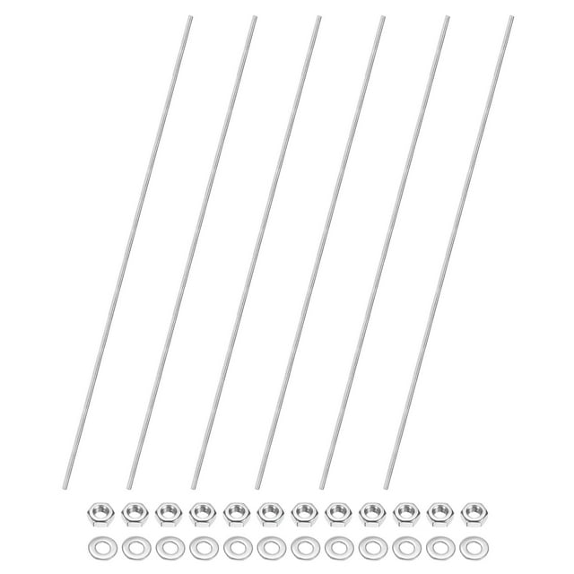 Uxcell 6-Pack Fully Threaded Rod, M4x400mm 304 Stainless Steel Right Hand Thread Bar Studs with Hex Nuts and Washers