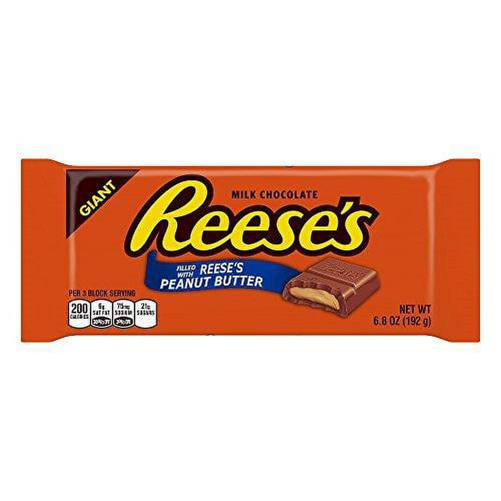 Reese's Giant Filled Peanut Butter Milk Chocolate Bars, 12 Count, 7.2 oz