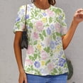 thumbnail image 6 of Floral Colorful Flower Women's Short Sleeve T-Shirt Crew Neck Casual Summer Trendy Loose Fit Tops, 6 of 6