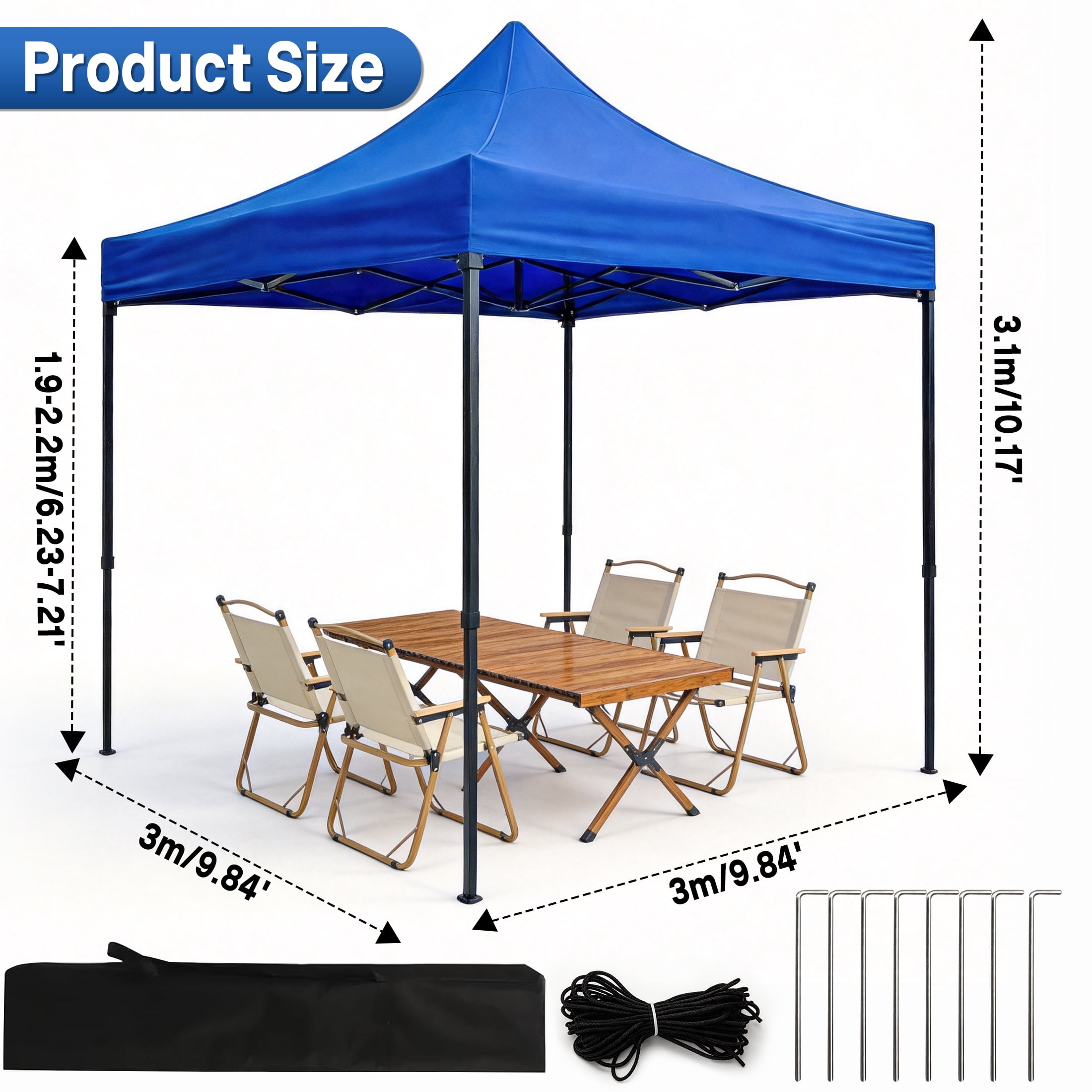 10x10 FT Pop Up Canopy Tent, Easy Setup Canopy Tent for Outside, Portable Outdoor Tent Canopy, Suit for Camping, Events, Parties, Garden, Beach