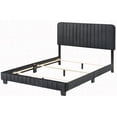 thumbnail image 5 of Full Size metal platform bed frame with black velvet upholstery suitable for master bedroom., 5 of 5