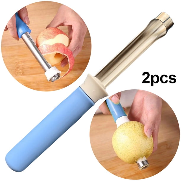 Apple Core Remover Peeler 2 en 1 Acero Inoxidable para (2PCS) Azul