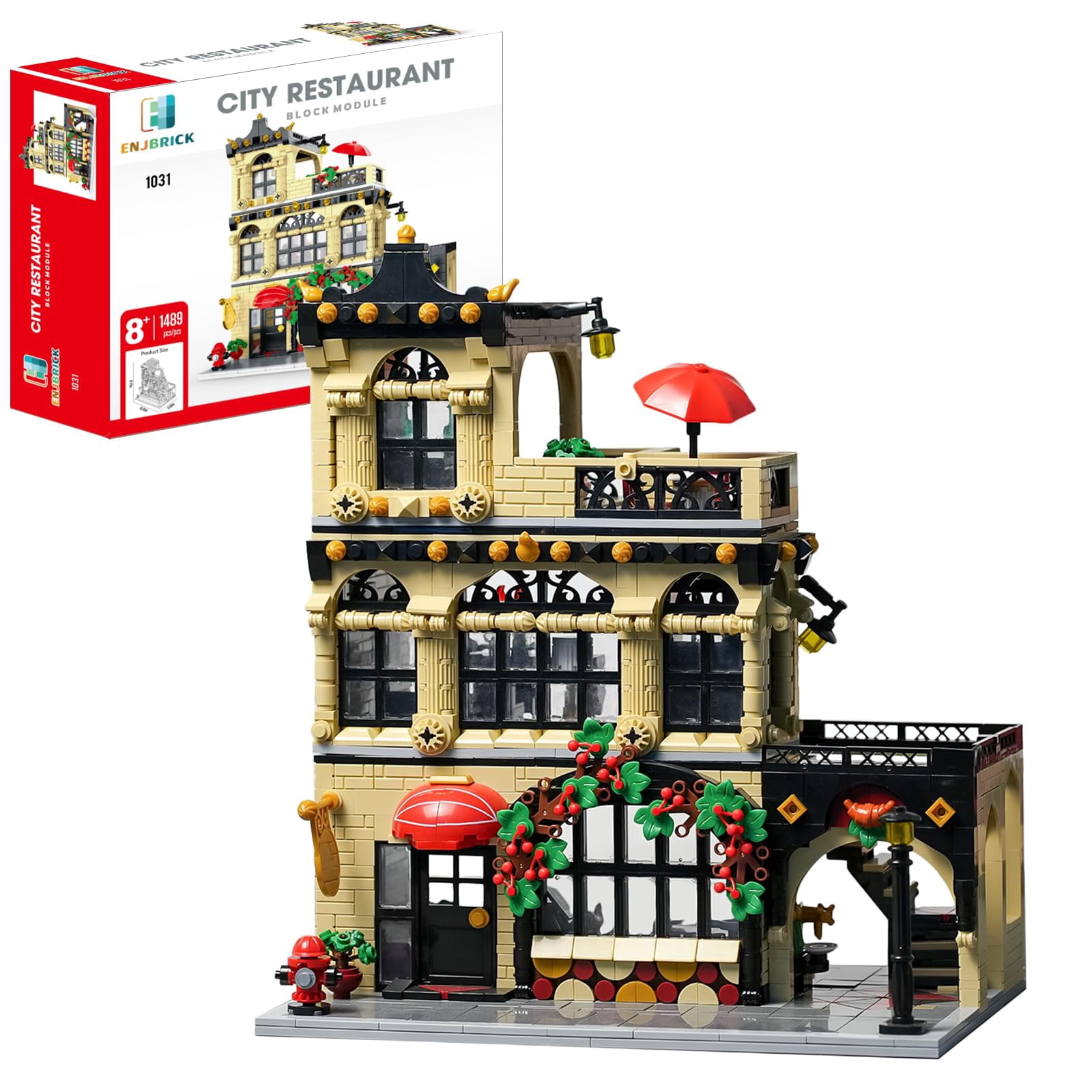 ENJBRICK Flowers City Coffee Shop Building Kit - 1443 Piece Architecture Set For Ages 8+