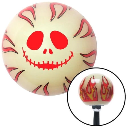American Shifter Red Jack O Lantern Face Ivory Flame Shift Knob with M16 x 1.5 Insert Shifter Auto Brody