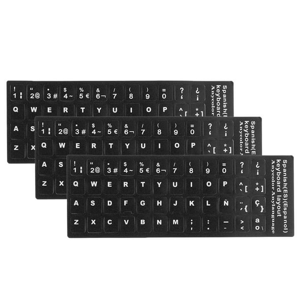 3X White Letters French Azerty Keyboard Sticker Cover Black for