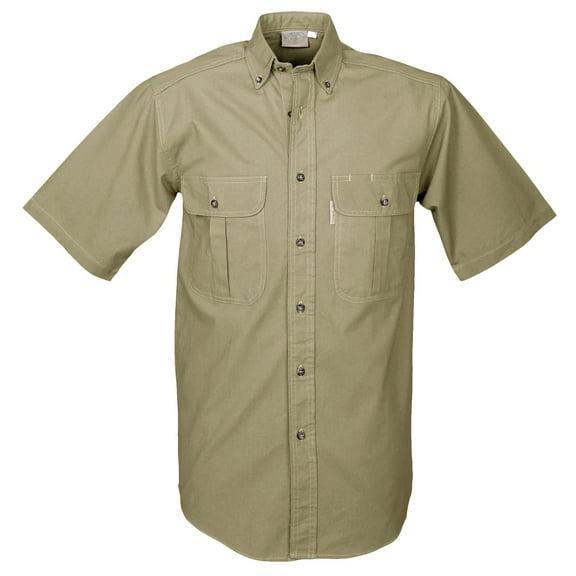 TAG Safari Men's Safari Short Sleeve Shirt w Chest Pockets (Khaki, Small)