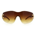 thumbnail image 4 of Womens Luxury Rimless Shield Bold Oversize Wrap Diva Sunglasses All Brown, 4 of 8