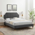 thumbnail image 2 of Platform Bed Frame, Full Size, Velvet, Dark Grey Gray, Modern Contemporary Urban Design, Bedroom Master Guest Suite, 2 of 10
