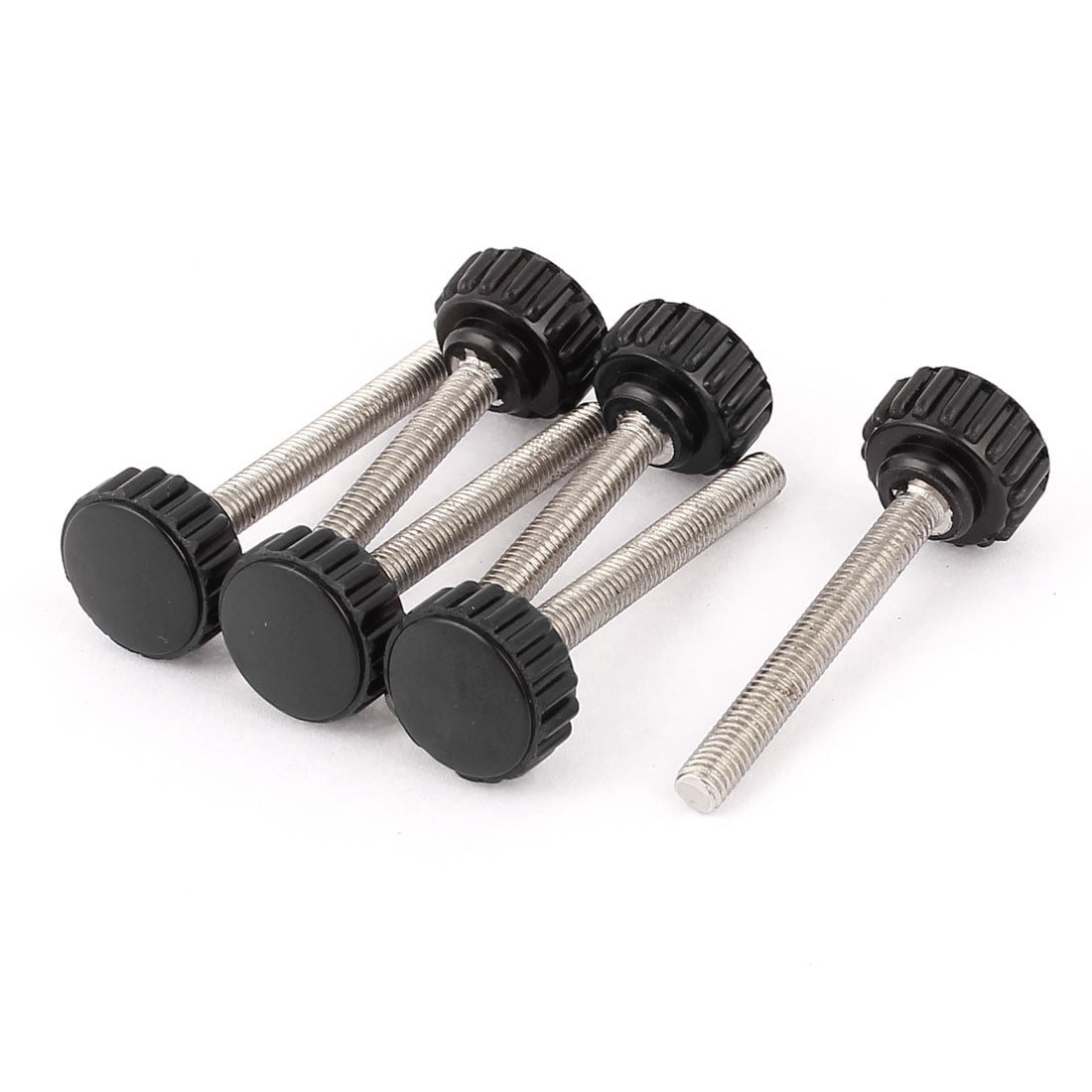 Uxcell 6Pcs 40mm Thread Length Black Screw on Type Knurled Grip Knob