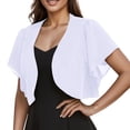 thumbnail image 2 of Minimalist Cardigan for Women Lightweight Chic Spring Open Front Cardigans Women Fashion Solid Short Sleeve Cropped Bolero Open Front Chiffon Cardigan, 2 of 2