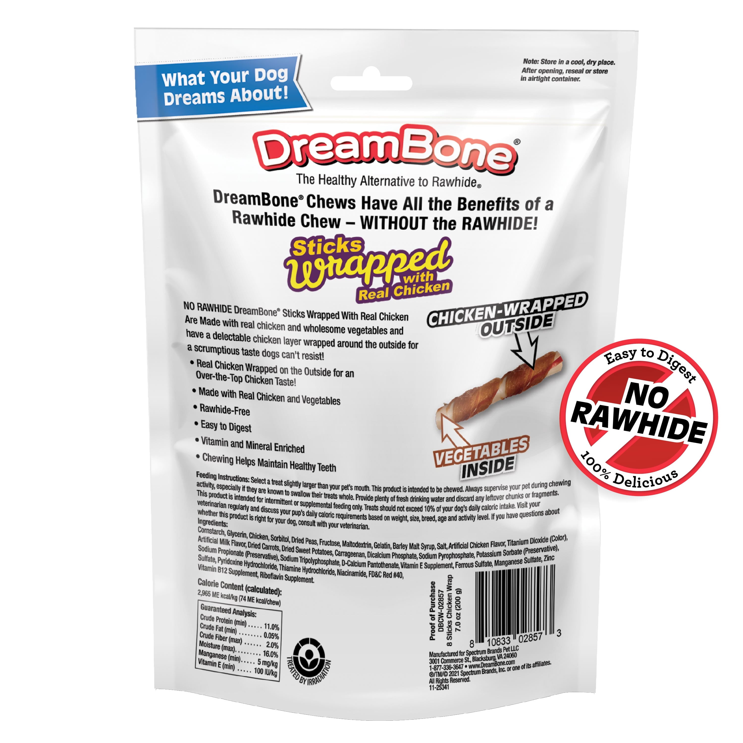 DreamBone Sticks Wrapped with Real Chicken, Rawhide-Free Chews for Dogs, 8 Count