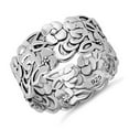 thumbnail image 2 of 925 Sterling Silver Oxidized Platinum Plated Floral Band Women Valentines Day Gifts Ring, 2 of 4