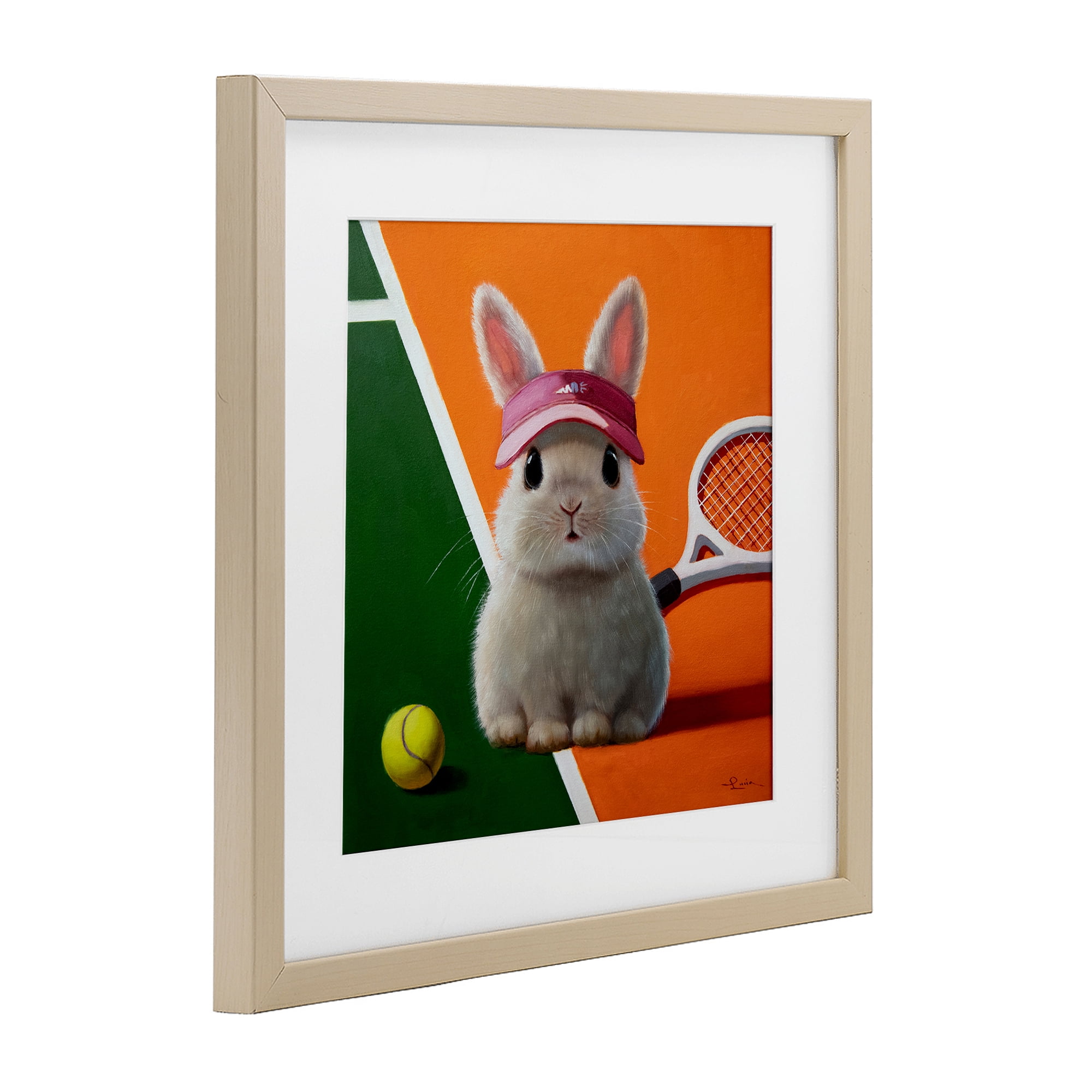 Stupell Industries Match Ready Tennis Bunny Birch Framed Print Under Glass, design by Lucia Heffernan