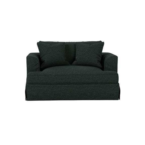 Sunset Trading Newport 52" Fabric Slipcovered Chair and A Half in Dark Gray