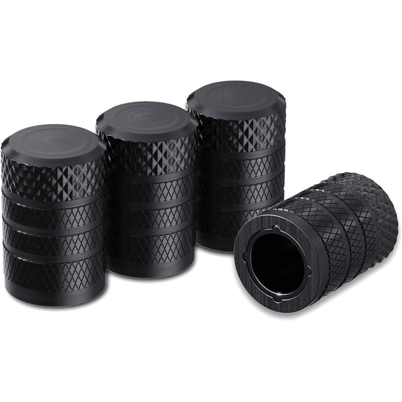 chasenew Tire Valve Stem Caps, Grey, 4 pcs/Pack, Anodized Aluminum Tire Valve Cap Set, Corrosion Resistant, Universal Stem Covers for Cars Trucks Motorcycles SUVs and Bikes (Black)
