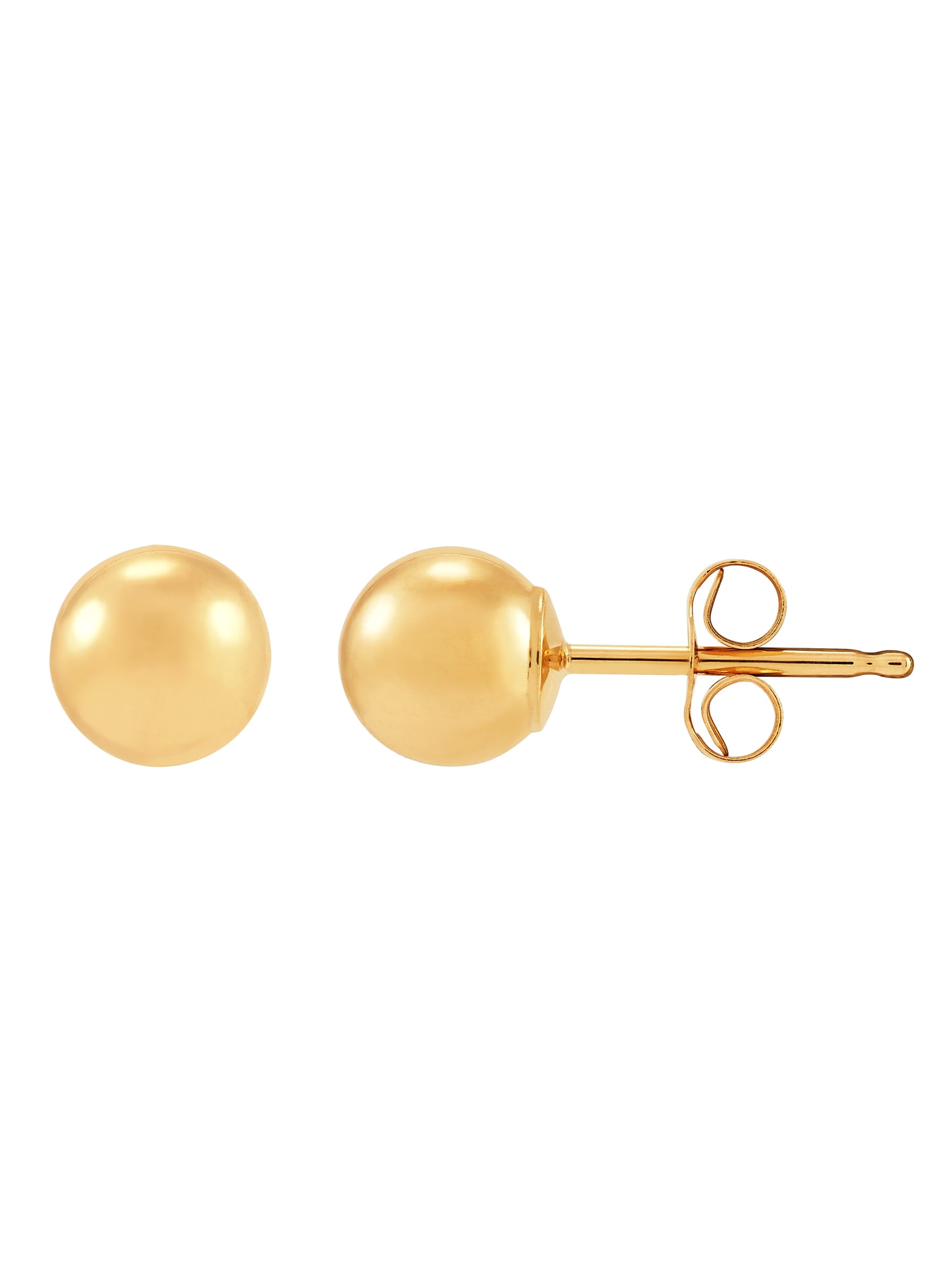 4mm Round Synthetic Pearl Ball 14k Yellow Gold Stud Earrings