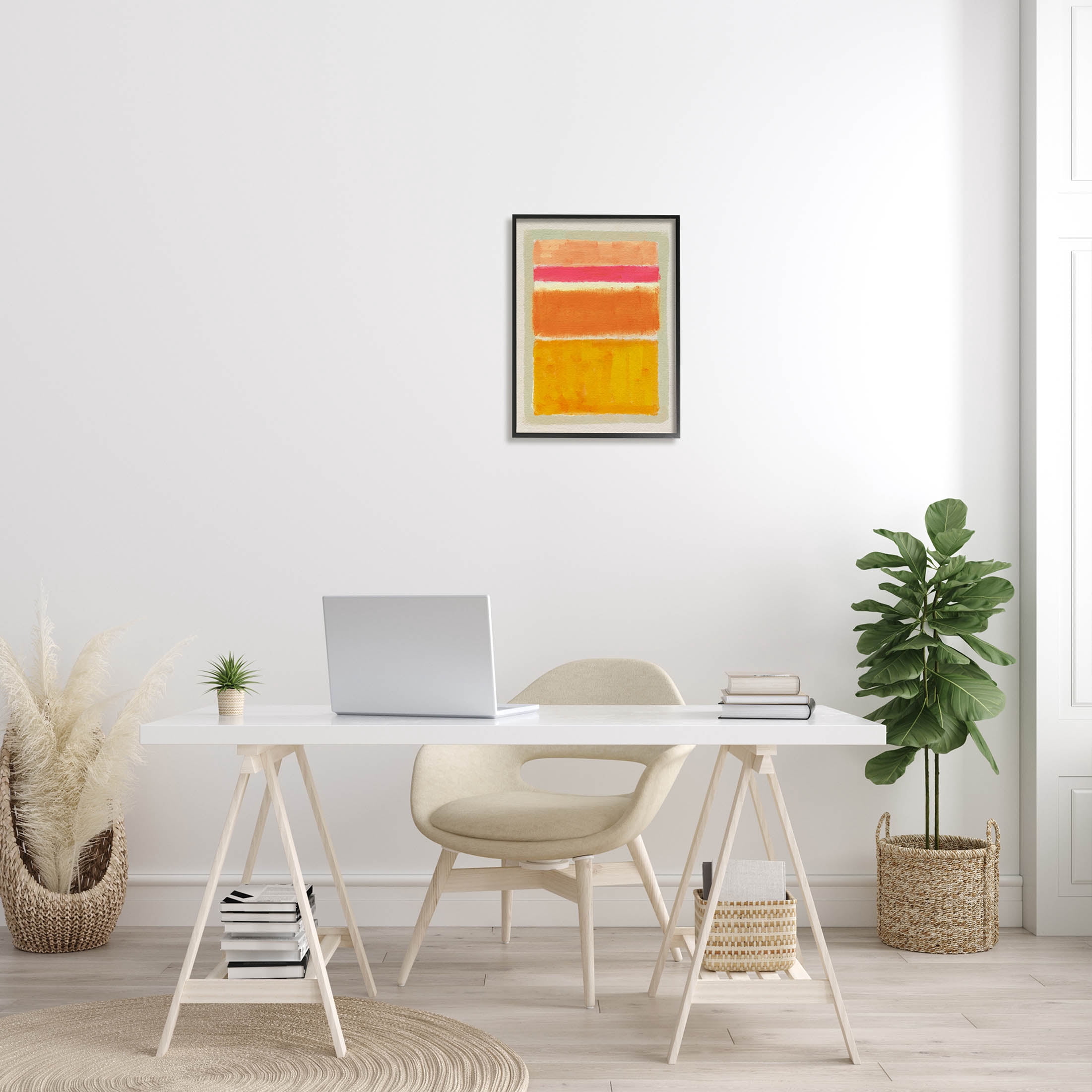 Stupell Industries Varied Orange Stripes Arrangement Painting Black Framed Art Print Wall Art, Design by Victoria Barnes