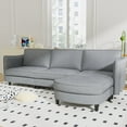 thumbnail image 4 of 107.8" Cloud Couch, Gray Sectional Couches for Living Room, Large 3 Seater U-Shaped Sofa with Movable Ottoman, Fabric Couch with Arm Pockets for Apartment Office, 4 of 12