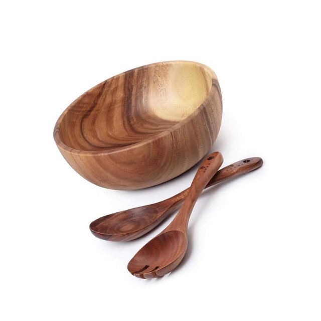 Monstrate Suministros para revolver ensaladas, tratamiento de pulido de superficie lisa de Natural, cuenco ligero, cuchara de grano de única Cocina y Comedor Monstrate HA016562-00