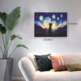 thumbnail image 2 of Naloa Cat Under Starry Skies Print Canvas Picture,Wall Pictures, Modern Decorative Poster,Art Prints for Bedroom, Toilet, 40 x 30 cm, Built-in Wooden Frame, 2 of 6