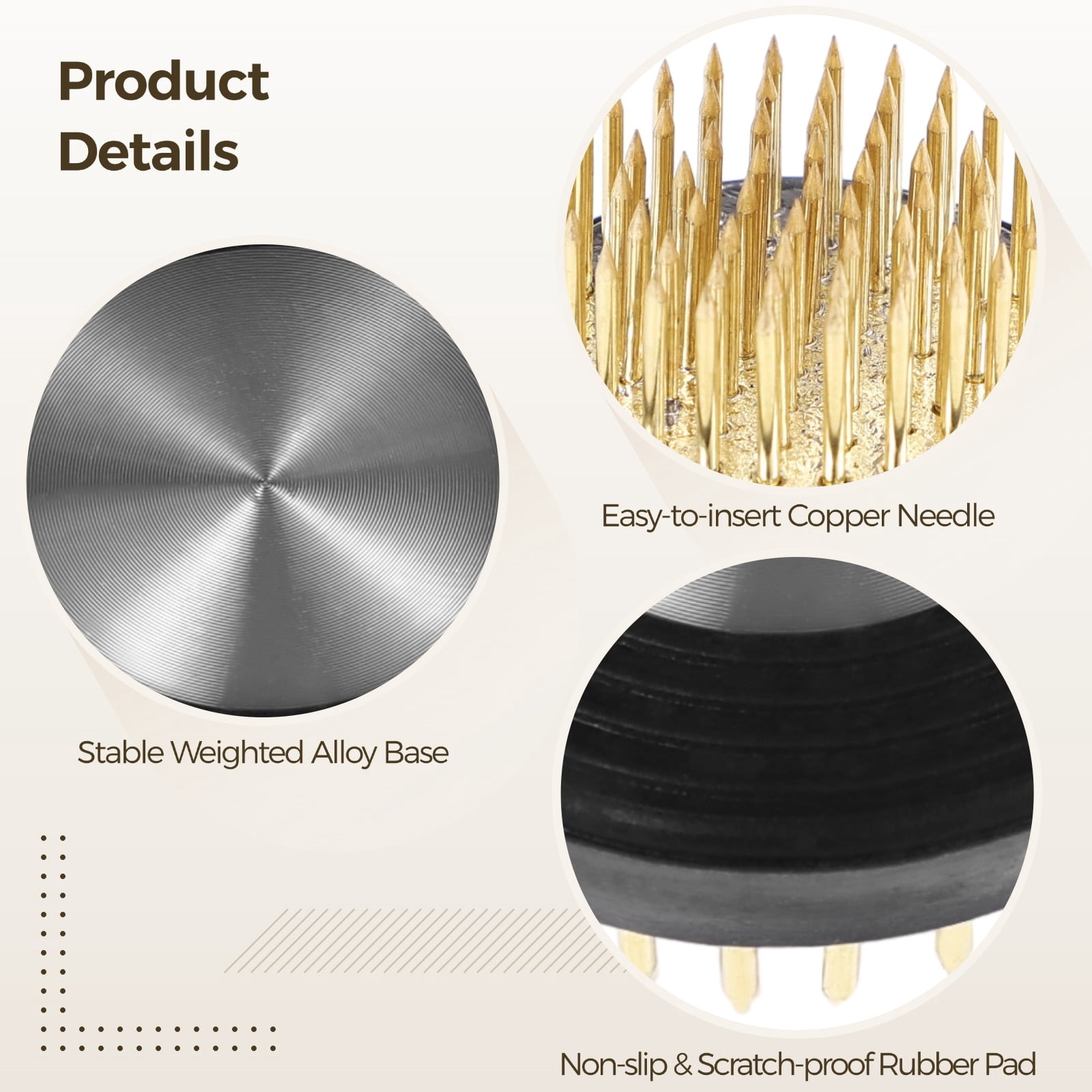8 Pack Kenzan Flower Pin Holders - Reusable Brass Needle Frog for Floral Arrangement, Round Flower Fixed Tools with Non-Slip Base for Vases and Bowls