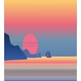 thumbnail image 3 of Ambesonne Colorful Duvet Cover Sets, Illustration Sea Sunrise, 2-Queen, Pink Sky Blue, 3 of 7