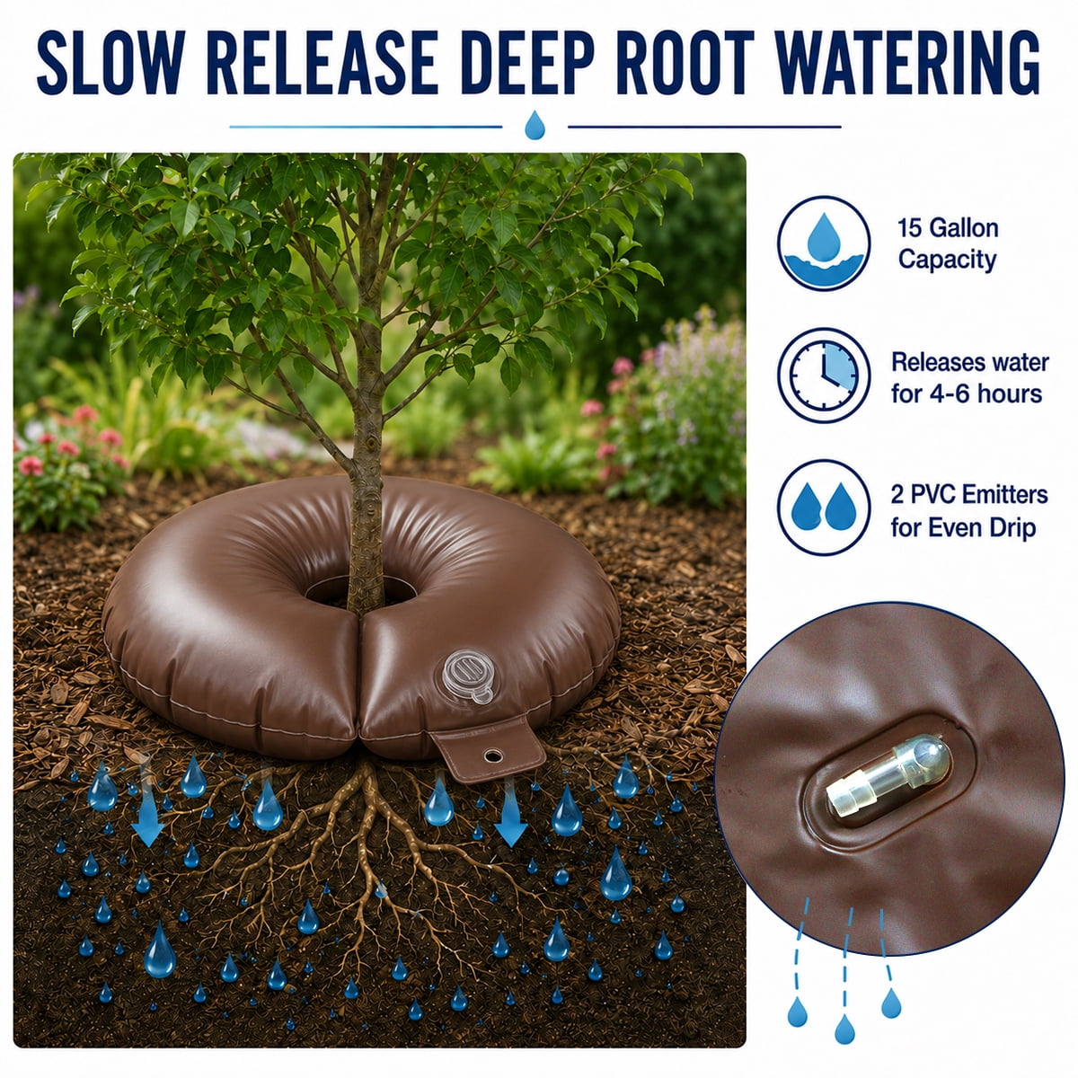 Tree Watering Bag Ring Drip Irrigation 15 Gallon Deep Root Slow Release Plant Irrigation for Newly Planted Garden Tree Watering System 2 Pcs